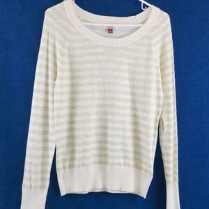 LEI White/Gold Long Sleeve Sweater, L(junior) NWT